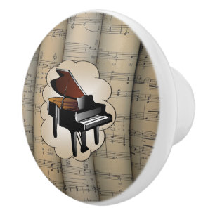 Pianot på moln~ rullade notbladbakgrunds~ knopp