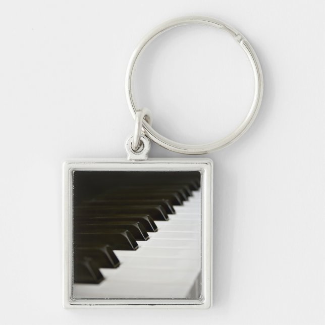 Pianot stämm Keychain Fyrkantig Silverfärgad Nyckelring (Framsidan)