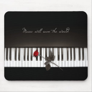 Pianot stämm mousepad för röd rosmusikälskare musmatta