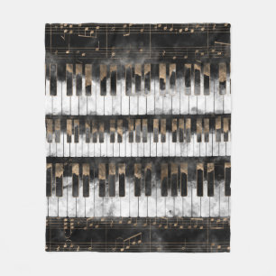 Pianot stämm och noterar - vattenfärgen och guld fleecefilt