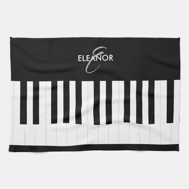 Pianotangent Musiker Musik Anpassad Monogram Kökshandduk (Horisontell)