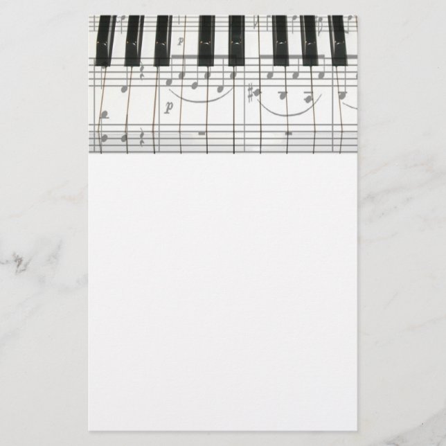 Pianotangentbord och musik noter brevpapper (Framsida)