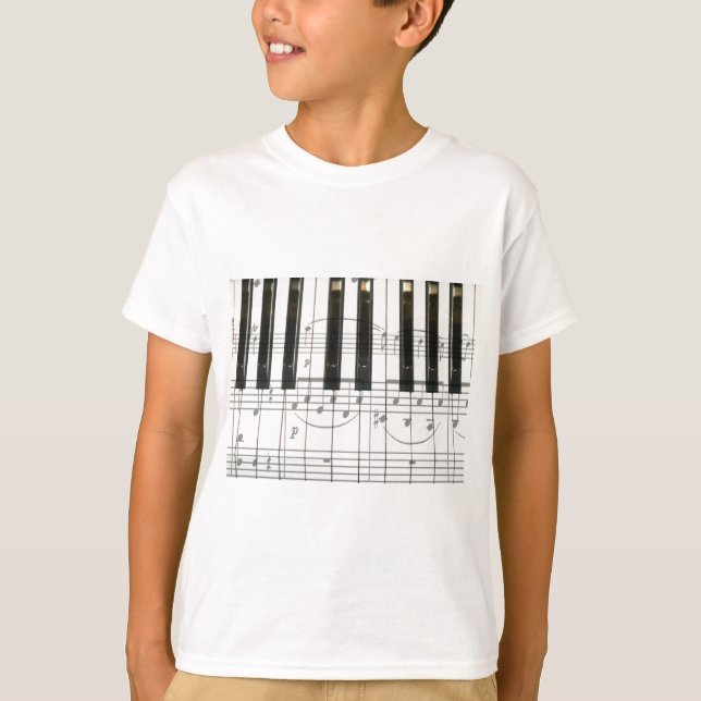 Pianotangentbord och musik noter t shirt (Framsida)