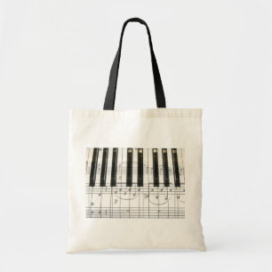 Pianotangentbord och musik noter tygkasse