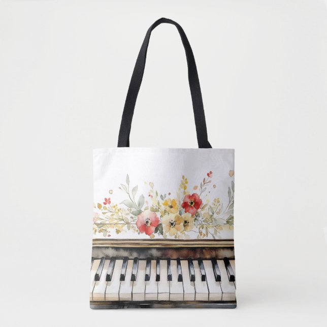 Pianotangenter & blomsterbukett tygkasse (Framsida)