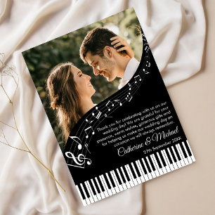 Pianotangenter Musik Svart & Vitt Foto Bröllop Tack Kort