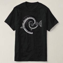 Pianotangenters DNA-spiral skeletthand konstdesign T Shirt