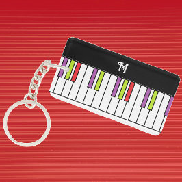 Pianotangenters Färgglad Musik Ljus Anpassad Monog Nyckelring