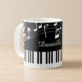 Pianotoner Skriptnamn Svart Vitt Kaffemugg
