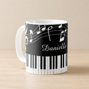 Pianotoner Skriptnamn Svart Vitt Kaffemugg