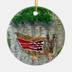 Piasa Bird Illinois Native American Legend Julgransprydnad Keramik