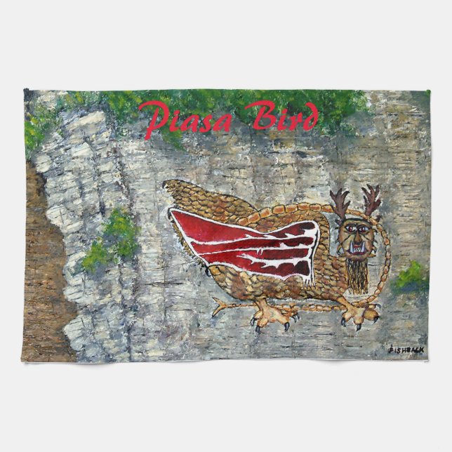 Piasa Bird Illinois Native American Legend Kökshandduk (Horisontell)