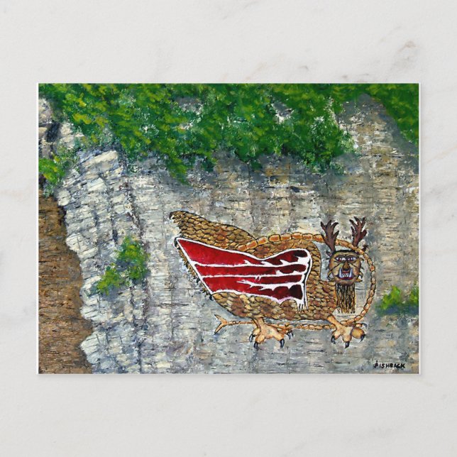Piasa Fågel Illinois Indianlegend Vykort (Framsida)