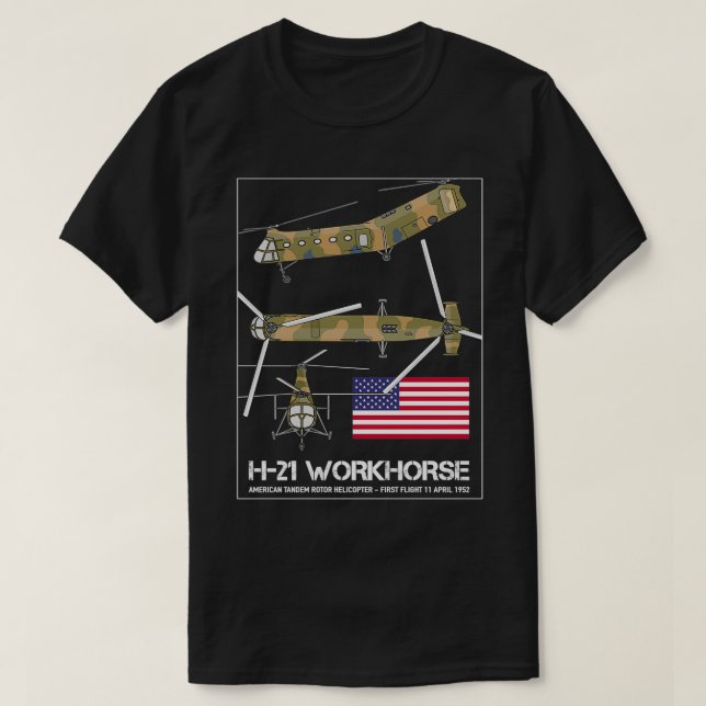 Piasecki H21 Workhorse American Cargo Helicopter D T Shirt (Design framsida)