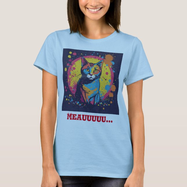 "Piasso med pipa: Cat Painter Light Blue Tee" T Shirt (Framsida)