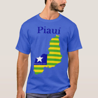 Piaui Karta Flagga Brasilien T Shirt