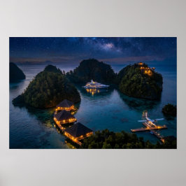 Piaynemo Natt Stjärnhimmel Raja Ampat Galax Konst Poster
