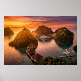 Piaynemo Solnedgång Raja Ampat Tropisk Ö Artskildr Poster
