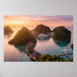 Piaynemo Soluppgång Raja Ampat Tropisk Ö- Konst Poster