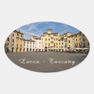 Piazza Anfiteatro Squi Lucca - Toskana, Italien Ovalt Klistermärke