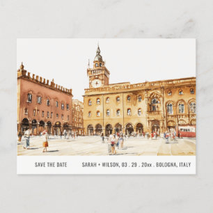 Piazza Bologna Italien Vattenfärg Spara datum Vykort