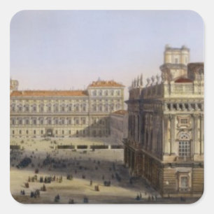 Piazza Castello, Turin som inristas av F. Citterio Fyrkantigt Klistermärke