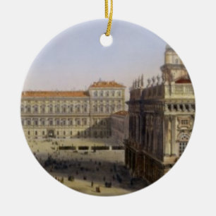 Piazza Castello, Turin som inristas av F. Citterio Julgransprydnad Keramik