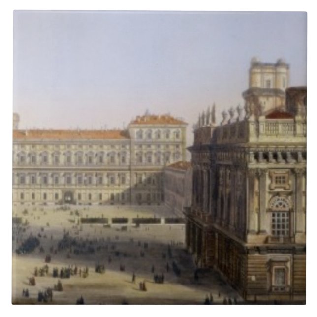 Piazza Castello, Turin som inristas av F. Citterio Kakelplatta (Framsidan)