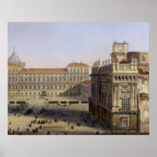 Piazza Castello, Turin som inristas av F. Citterio Poster