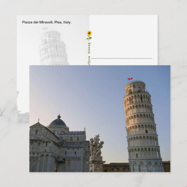 Piazza dei Miracoli, Pisa, Italien - Vykort (Fram/baksida)