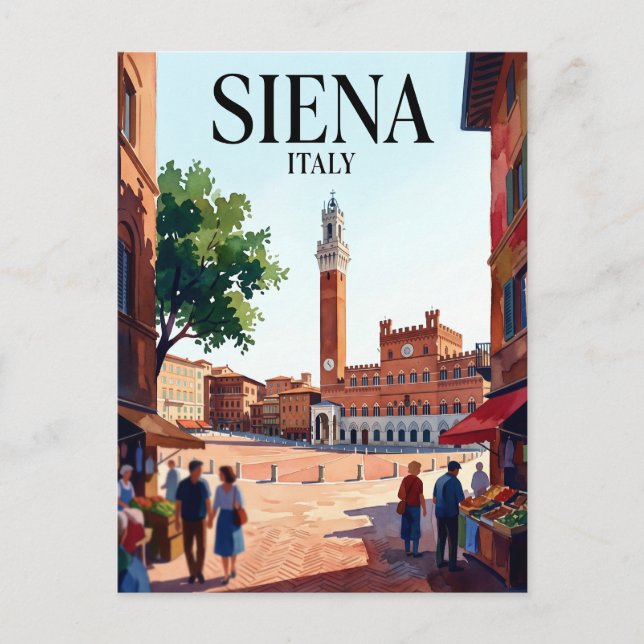 Piazza del Campo Italien Vykort (Framsida)