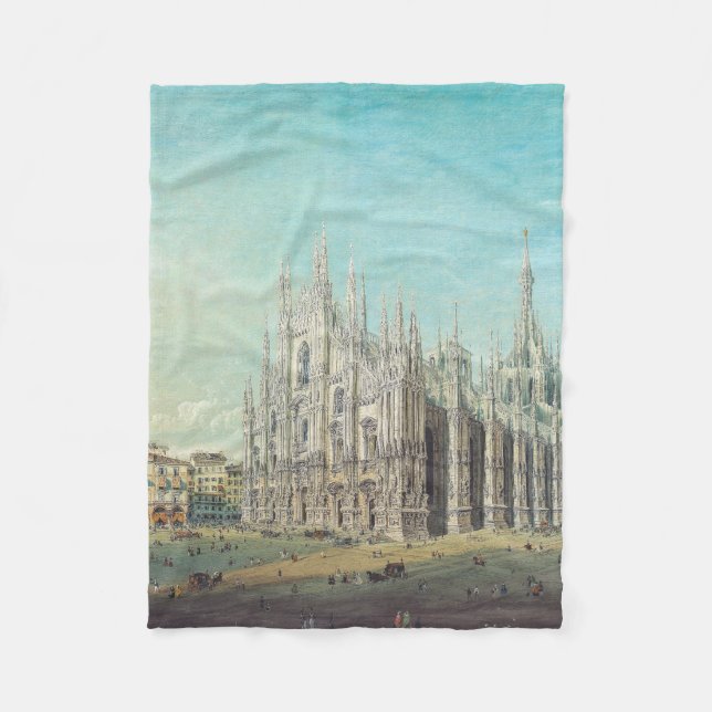 Piazza del Duomo i Milano av Carlo Bossoli Fleecefilt (Framsidan)