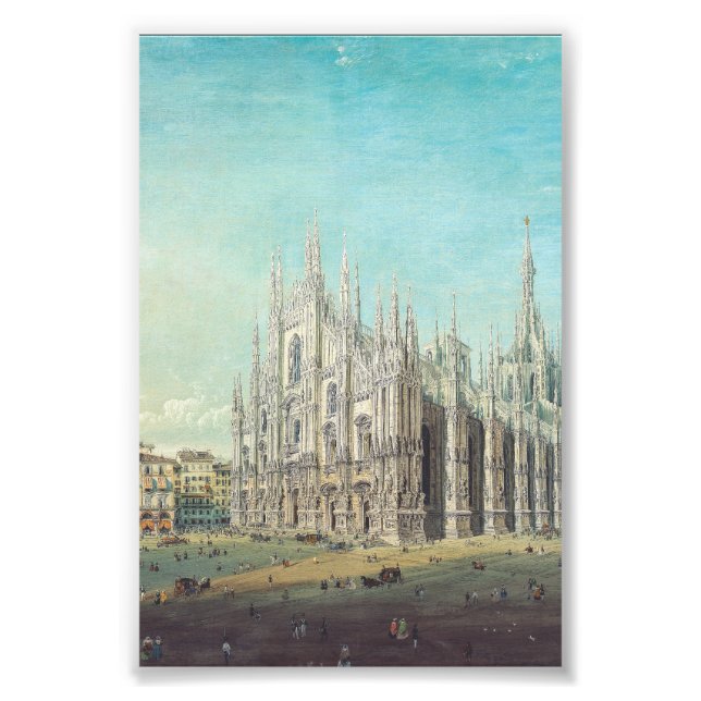 Piazza del Duomo i Milano av Carlo Bossoli Fototryck (Framsidan)