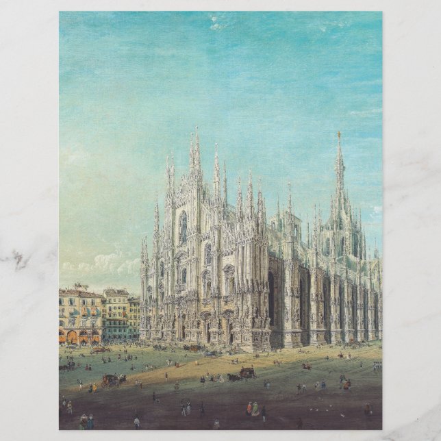 Piazza del Duomo i Milano av Carlo Bossoli Reklamblad (Framsidan)