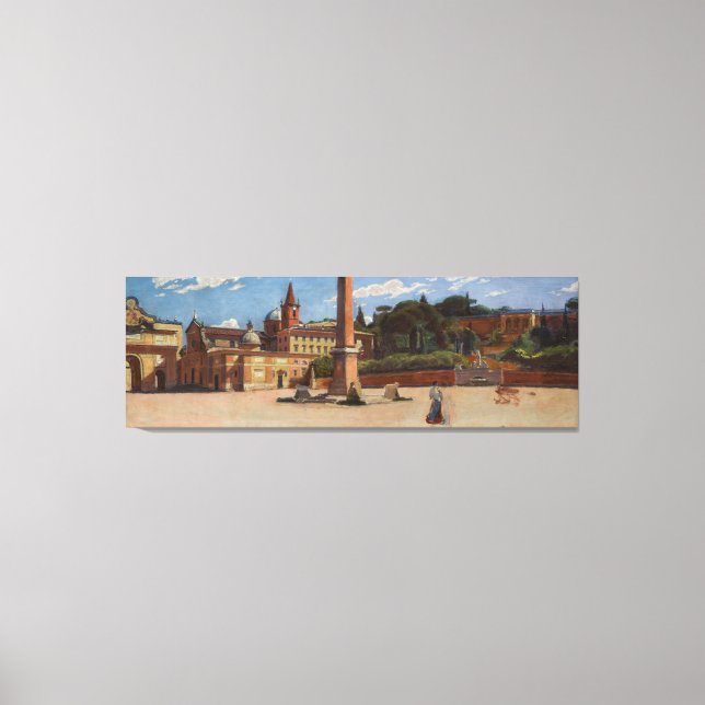 Piazza del Popolo i Rom (1900) Aleksander Gierym Canvastryck (Framsida)