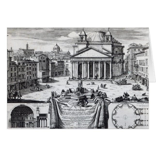 Piazza della Rotonda yttrade sig om Pantheon Hälsningskort (Framsidan Horizontal)