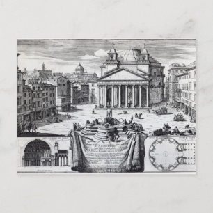 Piazza della Rotonda yttrade sig om Pantheon Vykort