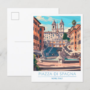 Piazza di Spagna Rom Italien Vintage resor Vykort