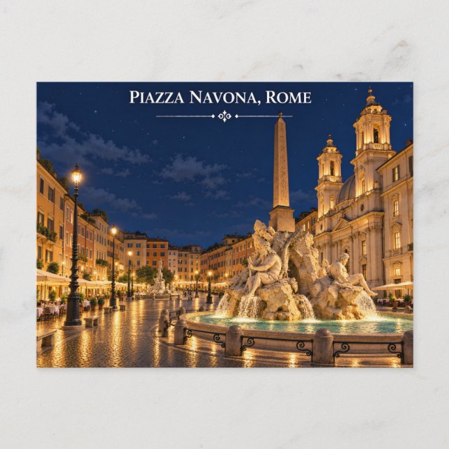 Piazza Navona Natt vykort (Framsida)
