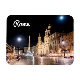Piazza Navona nattetid under fullt-måne-Rom Magnet