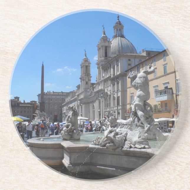 Piazza Navona-Rom, Italien Underlägg Sandsten (Framsidan)