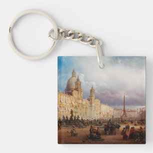 Piazza Navona Rom Marknad 1850-talet Konst