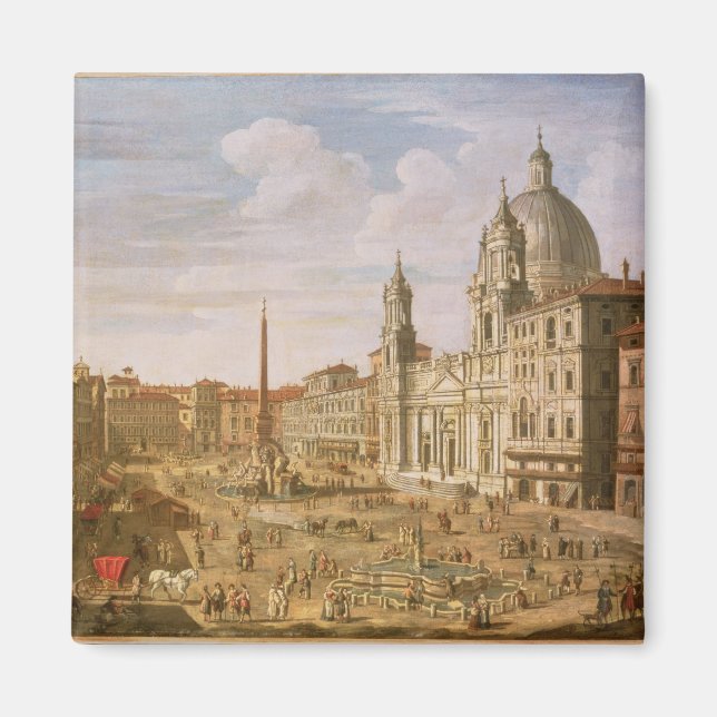 Piazza Navona, Rom, tittar söderut mot Palazzo Magnet (Framsidan)