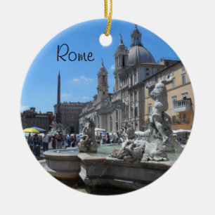 Piazza Navona- Rome, italien Julgransprydnad Keramik