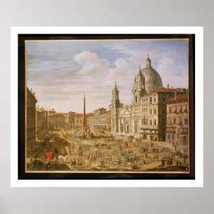 Piazza Navona, Rome, tittar södra in mot Palazzo Poster