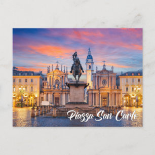 Piazza San Carlo, Turin, Italien Vykort