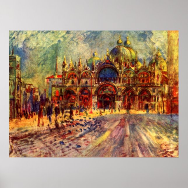 Piazza San Marco, Venedig av Pierre Renoir Poster (Framsidan)