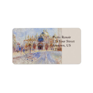 Piazza San Marco Venedig vid Pierre-Auguste Renoir Adressetikett