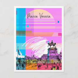 Piazza Venezia Skiss Konst Resa Illustration Vykort