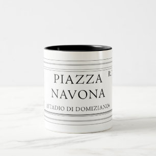 Piazzaen Navona, den Rome gatan undertecknar Två-Tonad Mugg